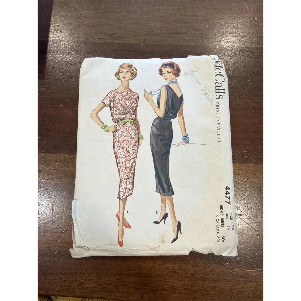 1958 McCall's # 4477 Pattern MISSES' DRESS